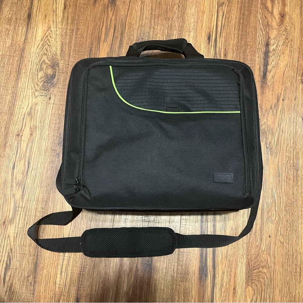 Black X-Box Bag with Green Accent